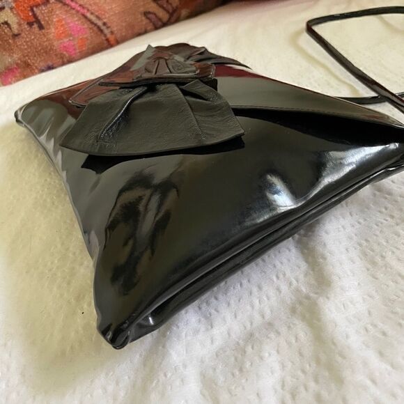 XL Vintage black patent clutch/shoulder bag - Picture 5 of 5